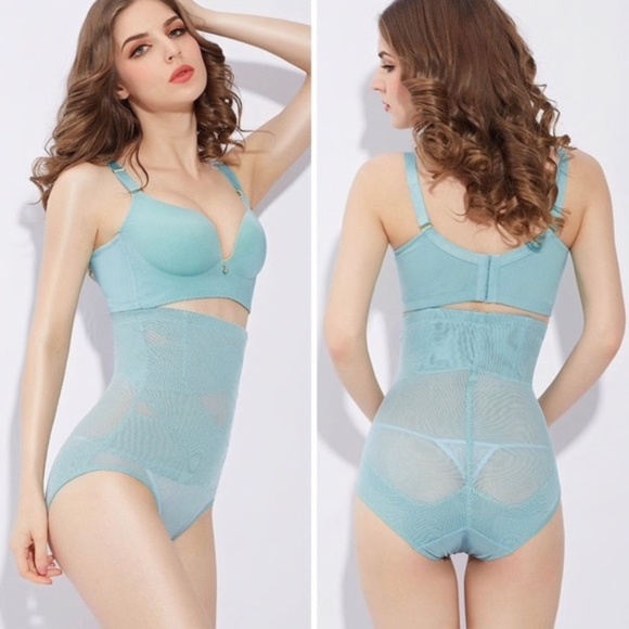 SOFT GREEN, Light fine mesh shaper. High waist see through shaping panties. - Picture 1 of 2